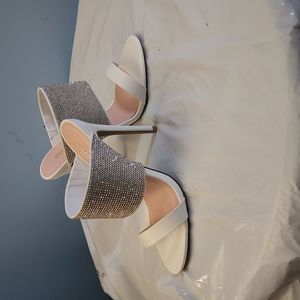 White with sparkle detailing mules